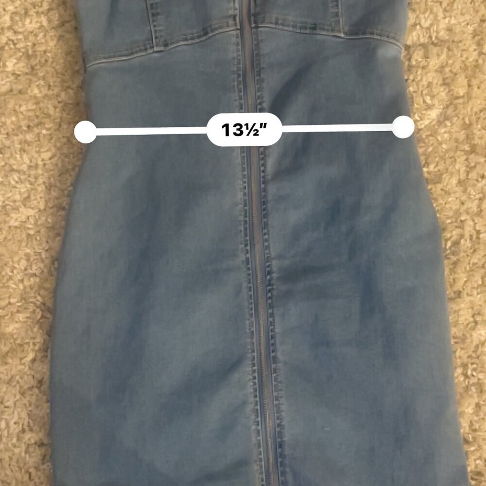 Forever 21 Denim Zip Front Bodycon Mini Dress (M) | NWOT - Picture 3 of 10